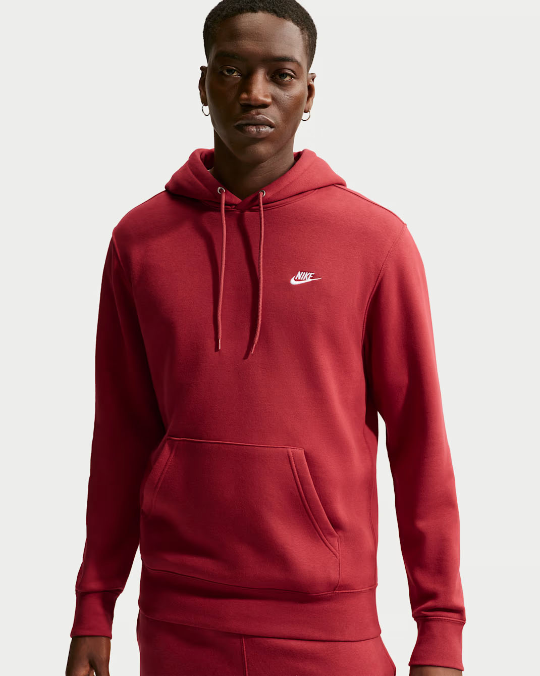 Nike Club Fleece Mens Pullover Hoodie Team Crimson