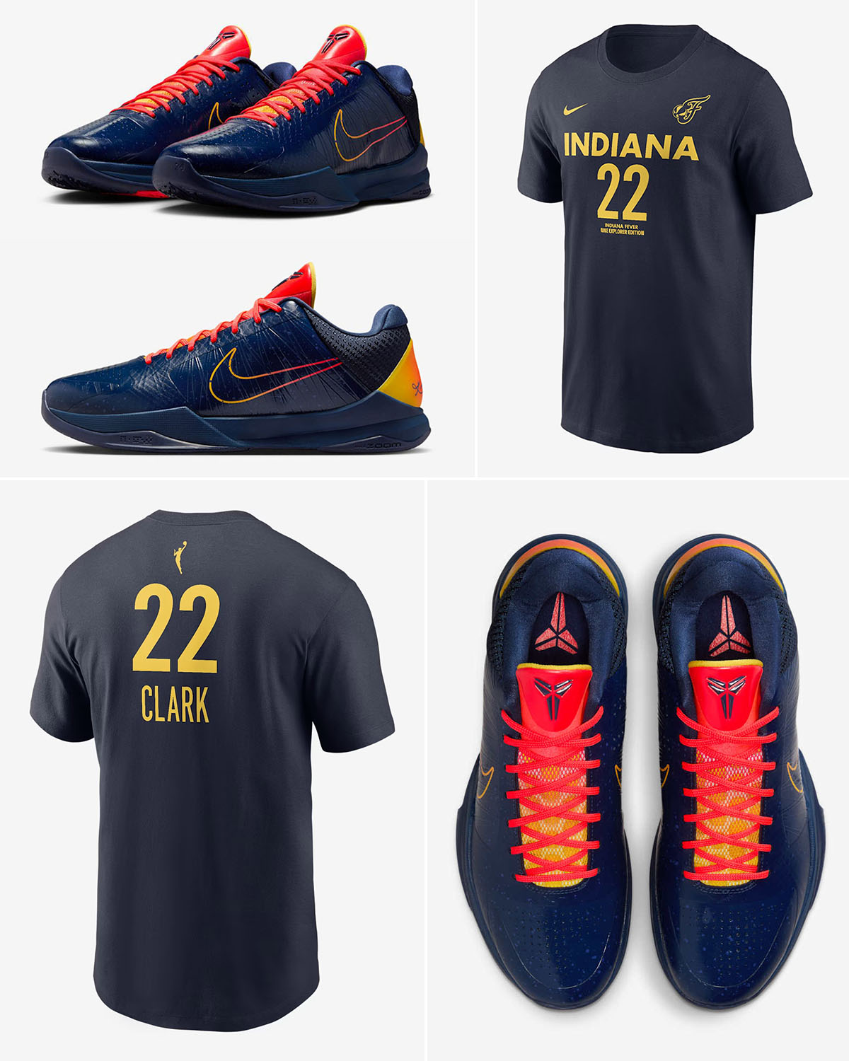 Nike Kobe 5 Protro Caitlin Clark Indiana Fever Shoes and Shirt Outfit