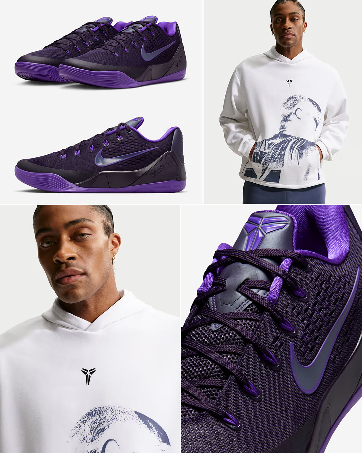 Nike Kobe 9 Elite Low EM Protro Purple Dynasty Shoes and Hoodie Outfit