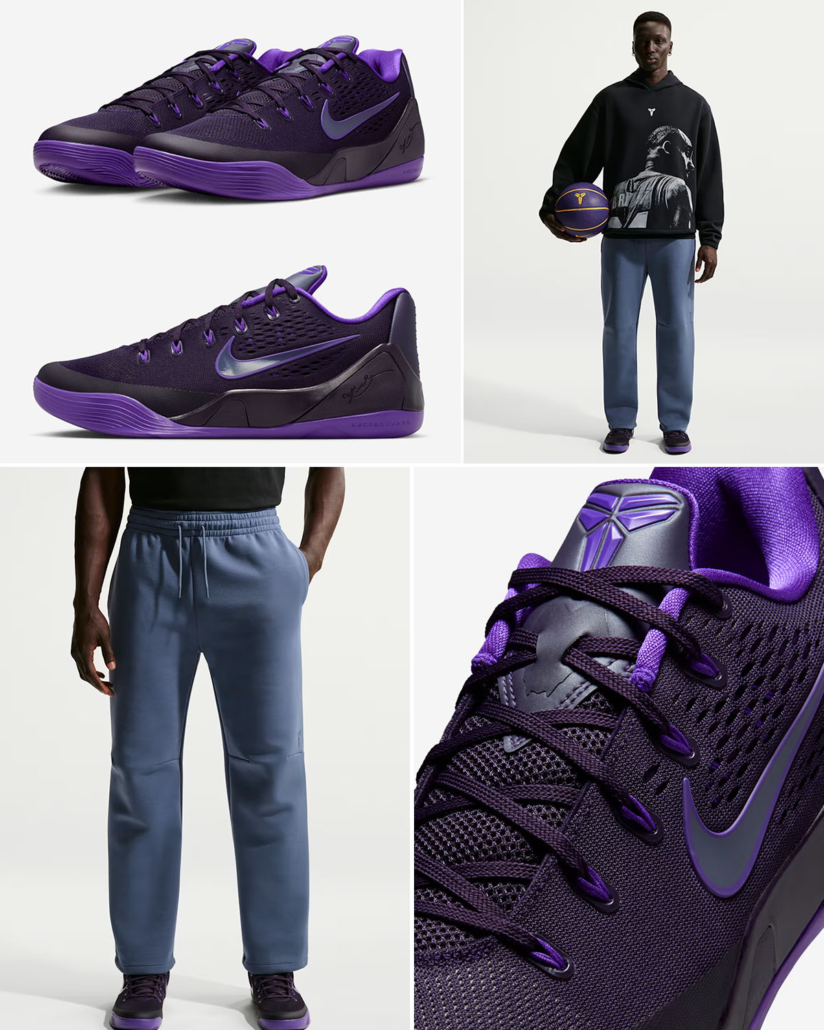 Nike Kobe 9 Elite Low EM Protro Purple Dynasty Shoes and Pants Outfit