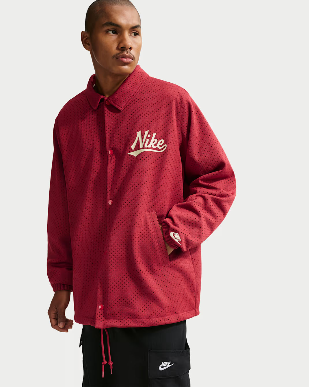 Nike Sportswear Club Mens Coaches Jacket Team Crimson Light Khaki