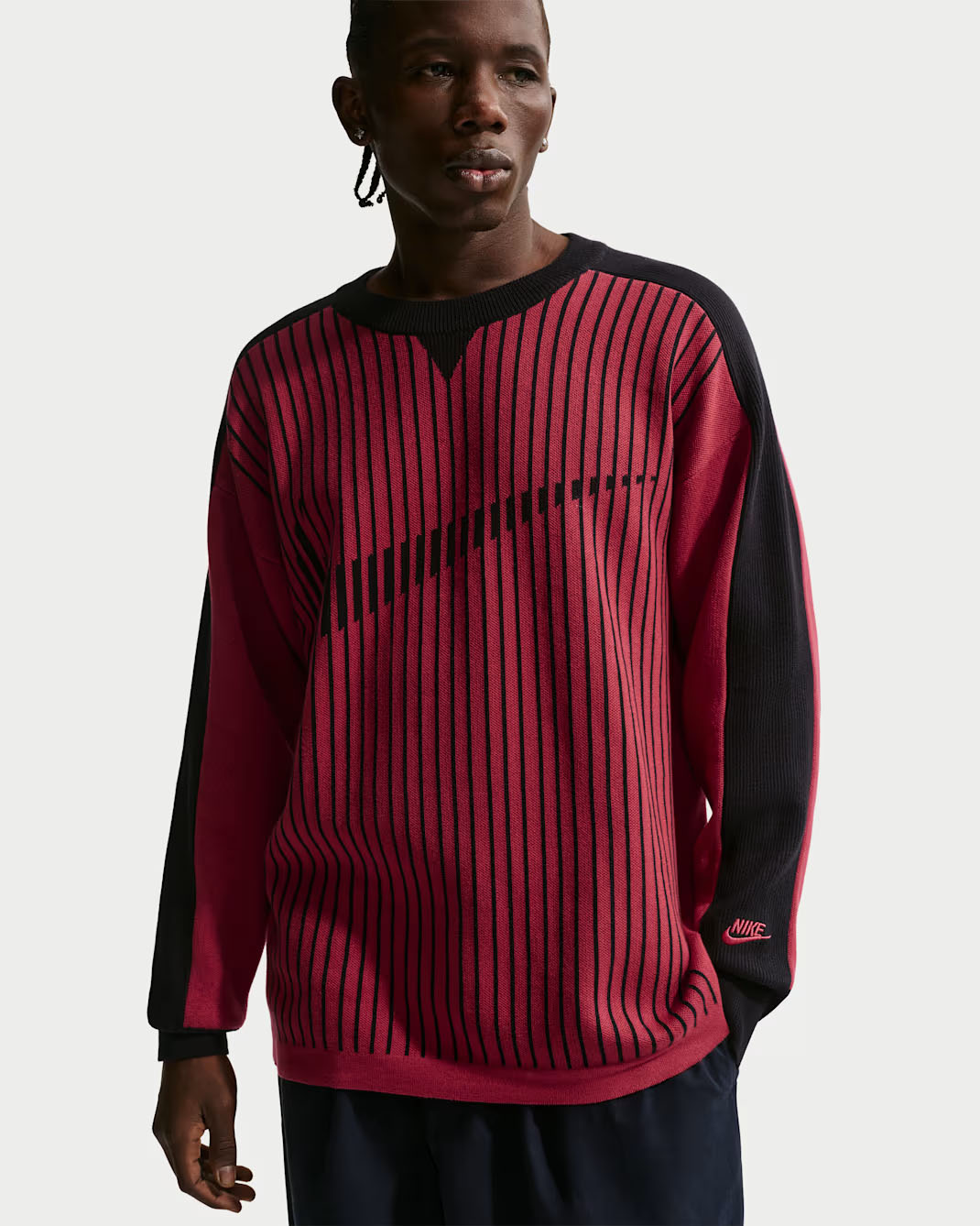 Nike Sportswear Club Mens Jersey Sweater Team Crimson Black