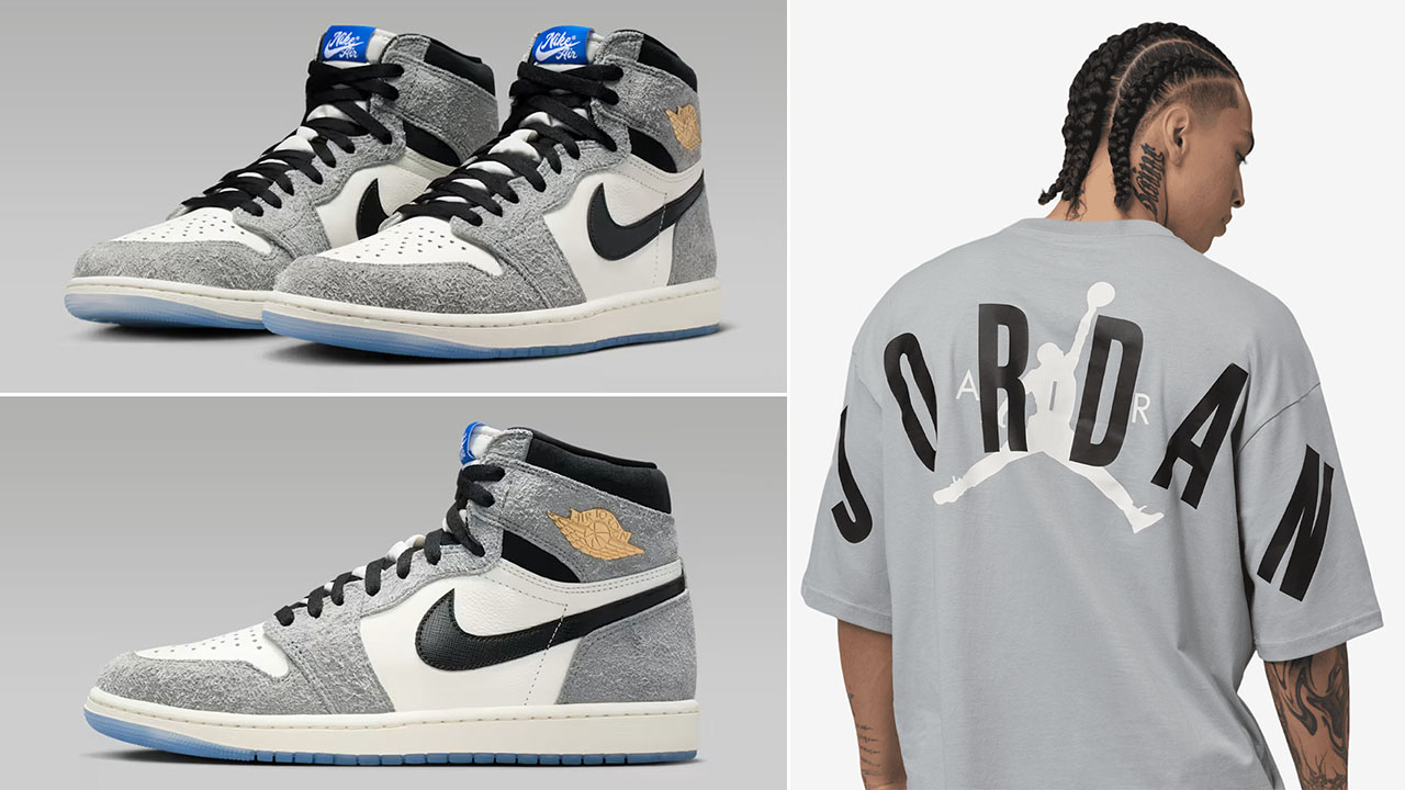 Air Jordan 1 High OG All Star 2026 x Jordan Back Stretch Oversized Logo Mens T Shirt Wolf Grey