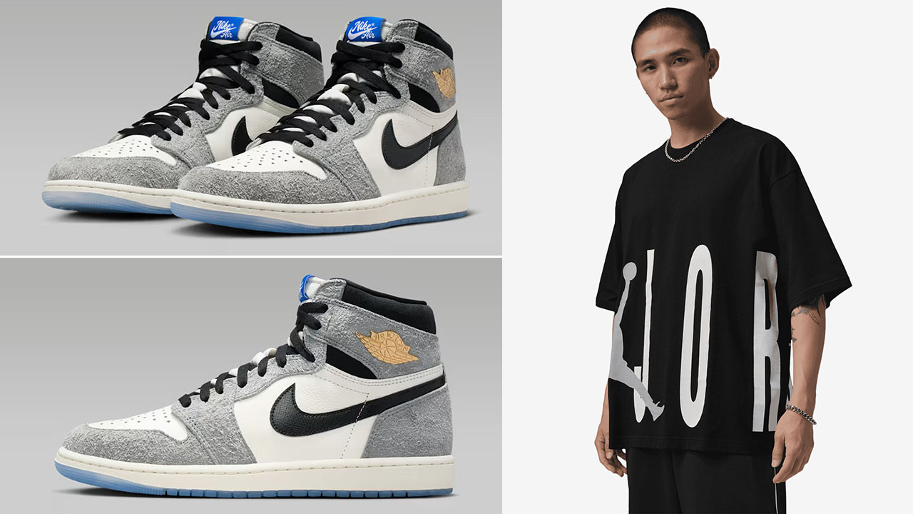 Air Jordan 1 High OG All Star 2026 x Jordan Torso Stretch Oversized Logo Mens T Shirt Black Wolf Grey
