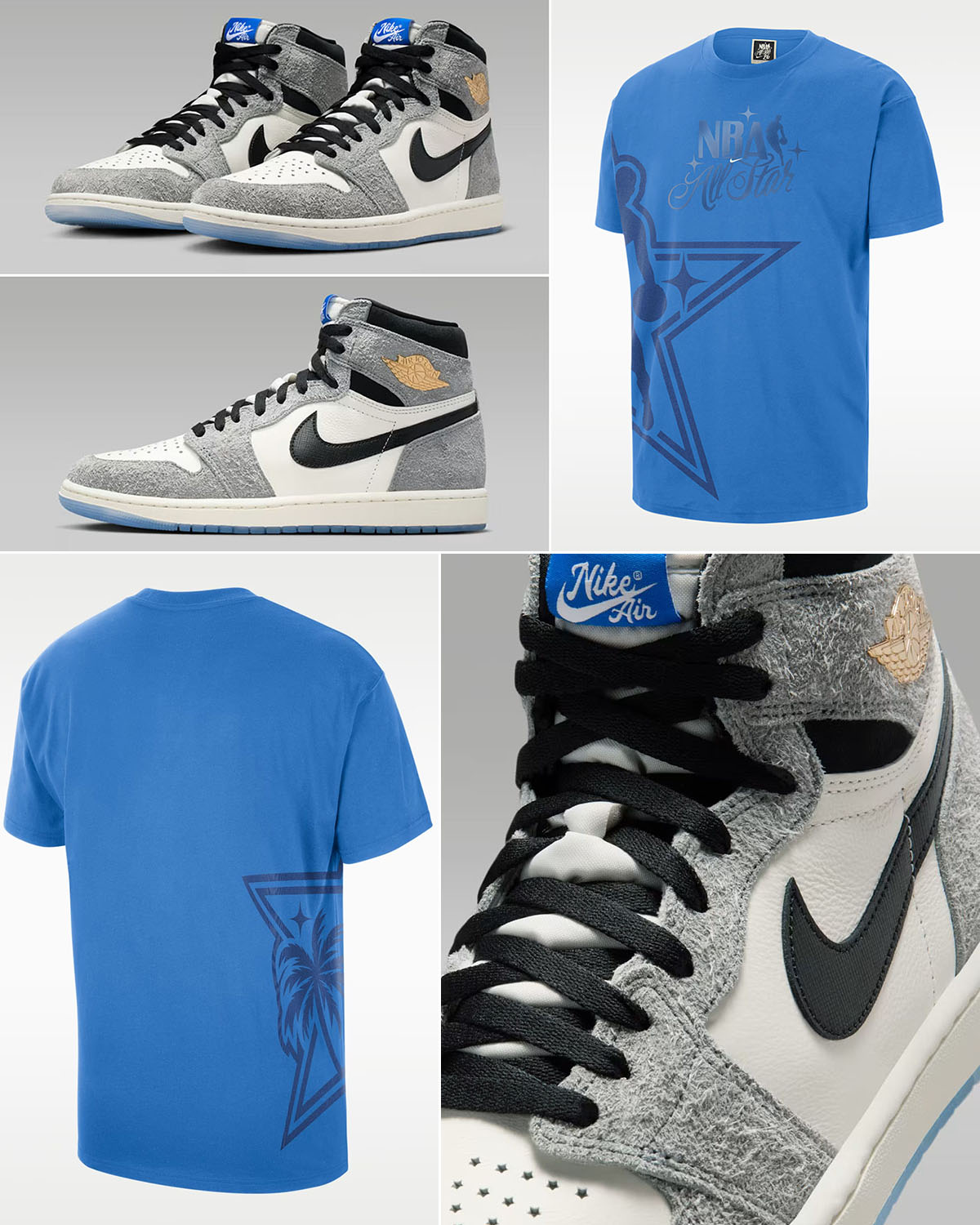 Air Jordan 1 High OG All Star x 2026 NBA All Star Game Mens Blue T Shirt Outfit
