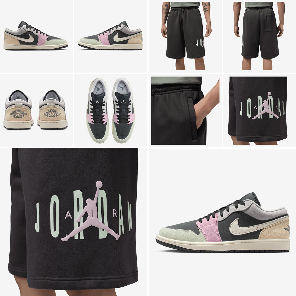 Air Jordan 1 Low Easter x Jordan Brooklyn Stretch Mens Fleece Shorts Outfit