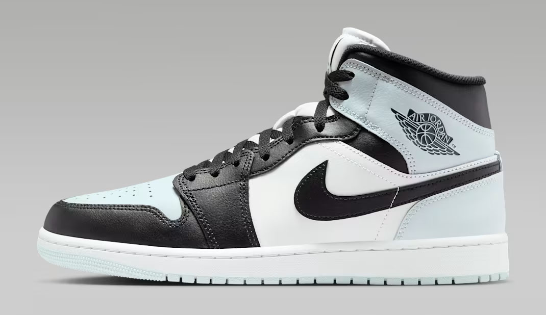 Air Jordan 1 Mid Black Aura White Squadron Blue Mens Shoes 2