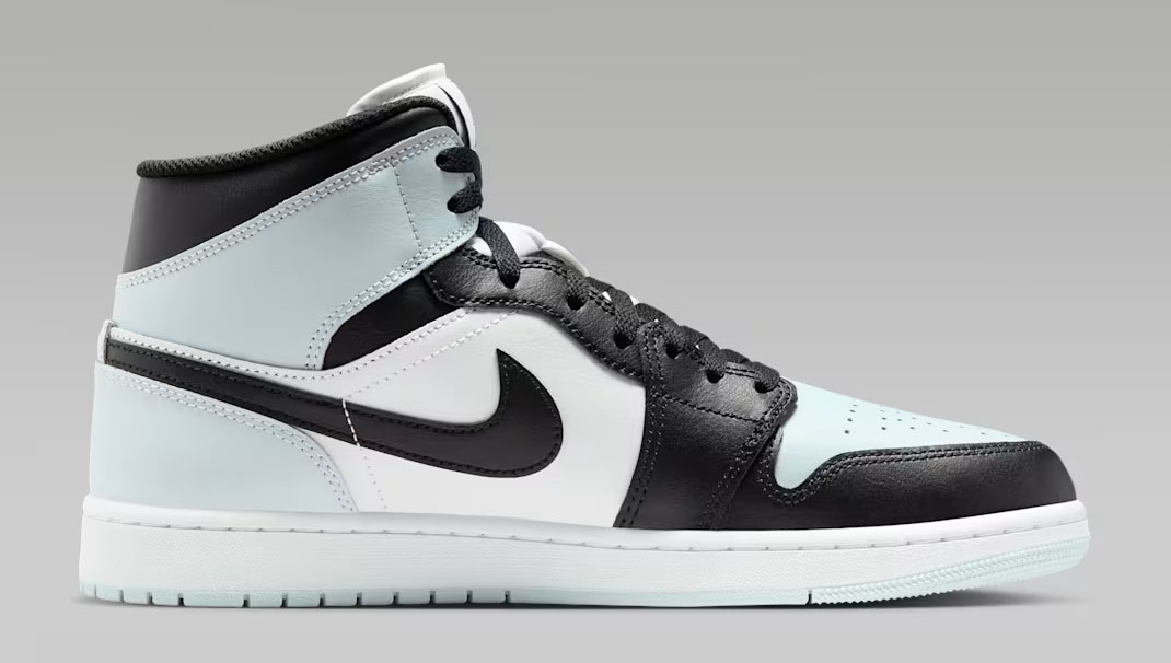 Air Jordan 1 Mid Black Aura White Squadron Blue Mens Shoes 3