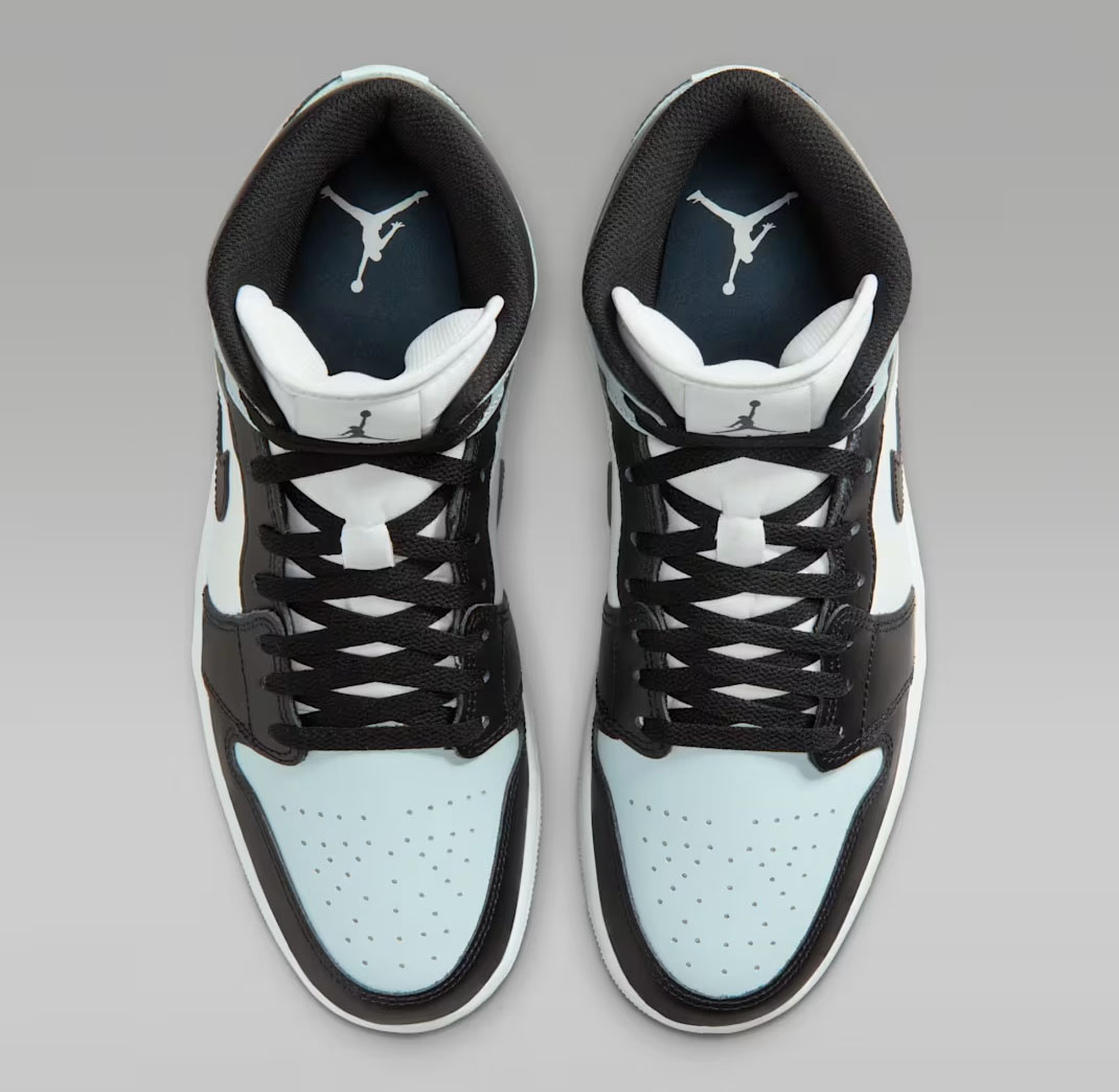 Air Jordan 1 Mid Black Aura White Squadron Blue Mens Shoes 4