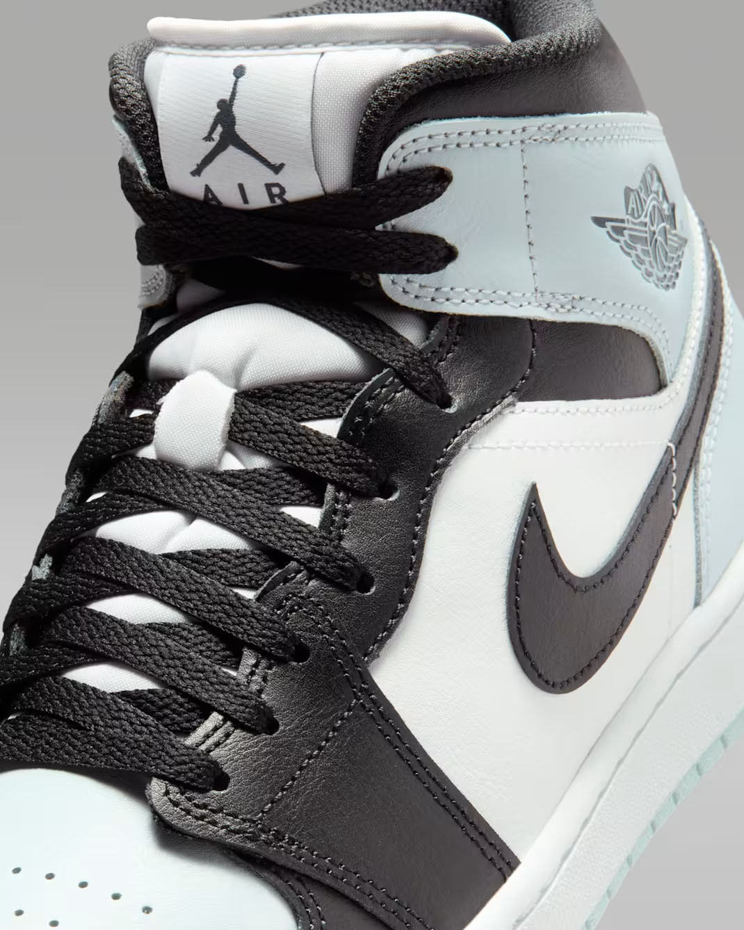 Air Jordan 1 Mid Black Aura White Squadron Blue Mens Shoes 7