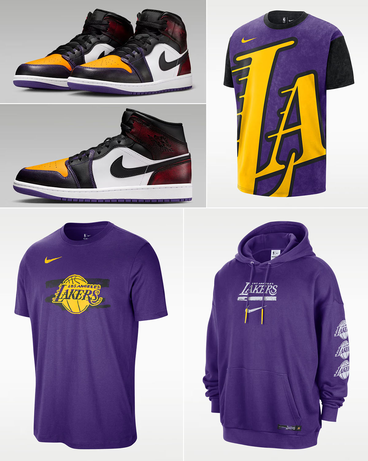 Air Jordan 1 Mid SE LA to Chicago Mens Sneakers Lakers Apparel Outfits