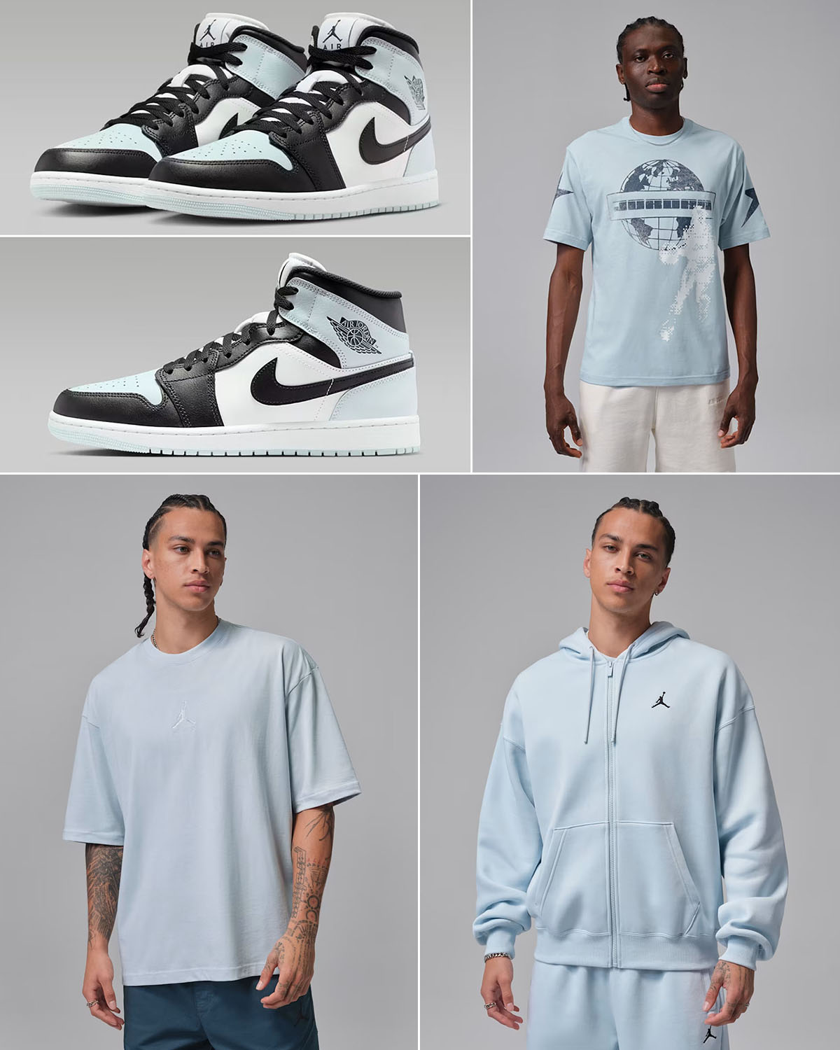 Air Jordan 1 Mid Squadron Blue Aura Sneakers Clothing Outfits 1