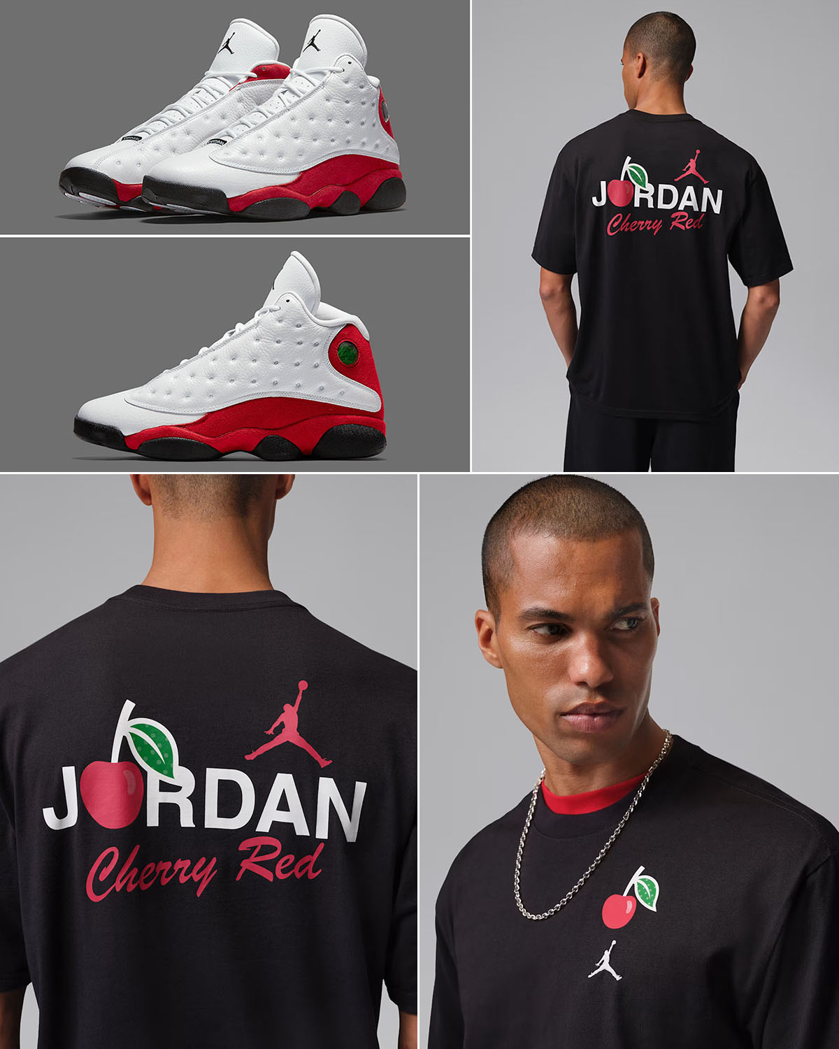 Air Jordan 13 Chicago Cherry Red Black Mens T Shirt Outfit