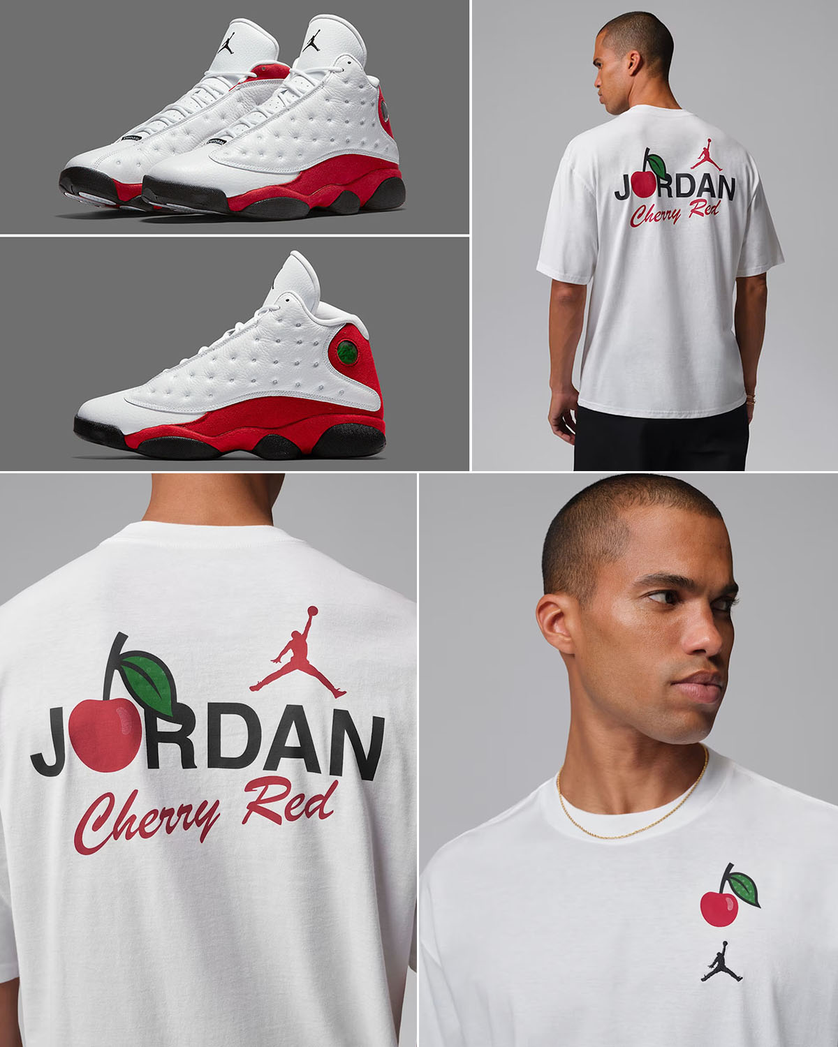 Air Jordan 13 Chicago Cherry Red White Mens T Shirt Outfit