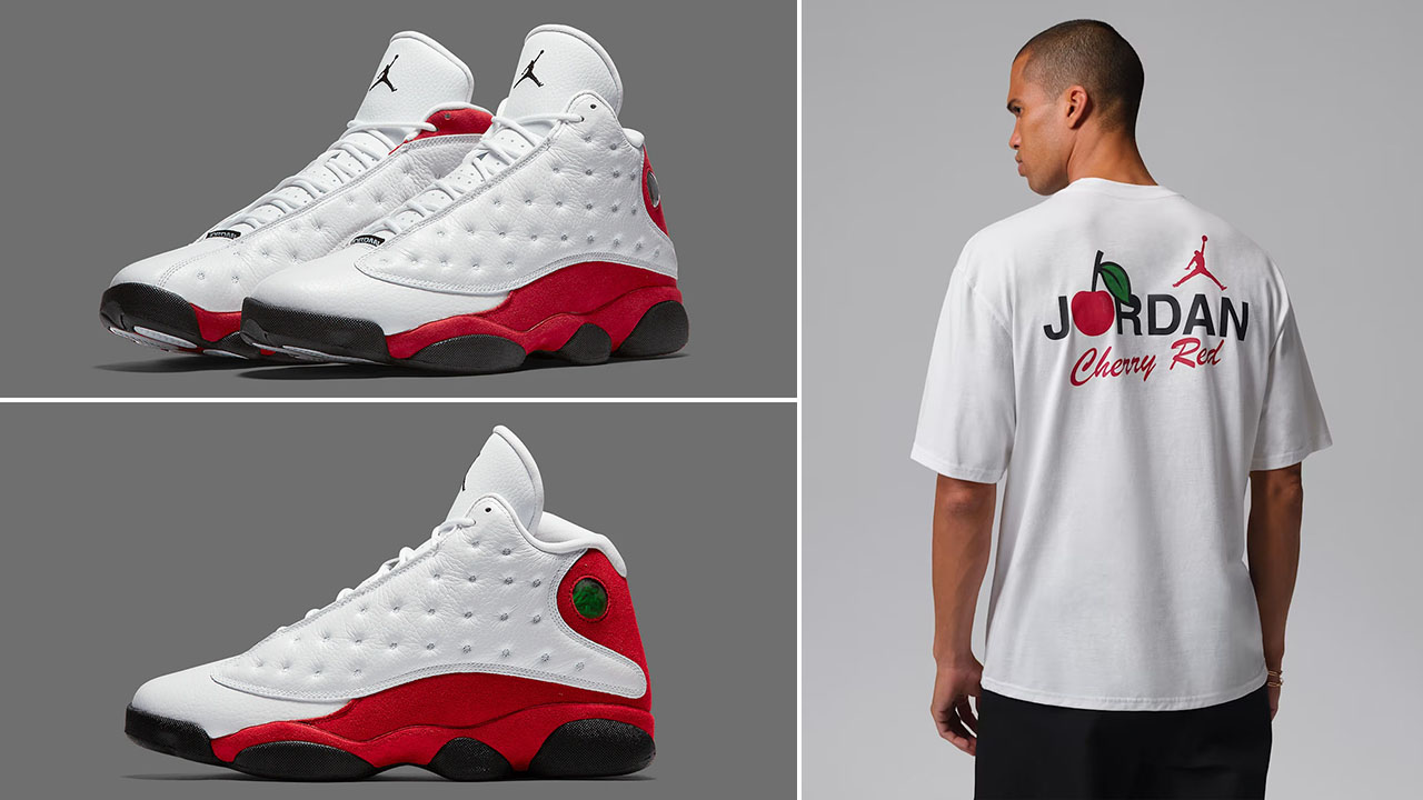 Air Jordan 13 Chicago Cherry Red White T Shirt