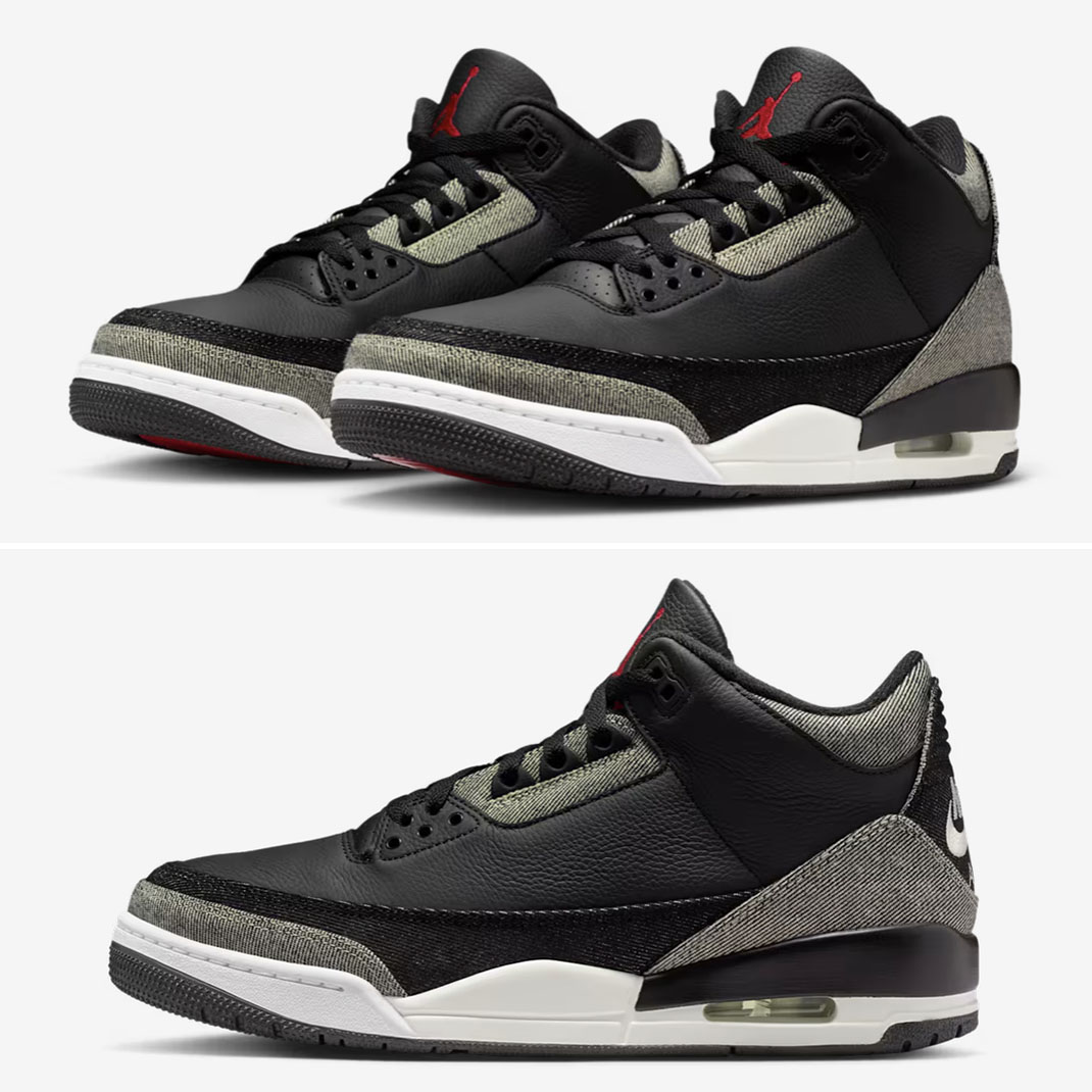 Air Jordan 3 x Levi's Black White Mens Sneakers IR0914-400