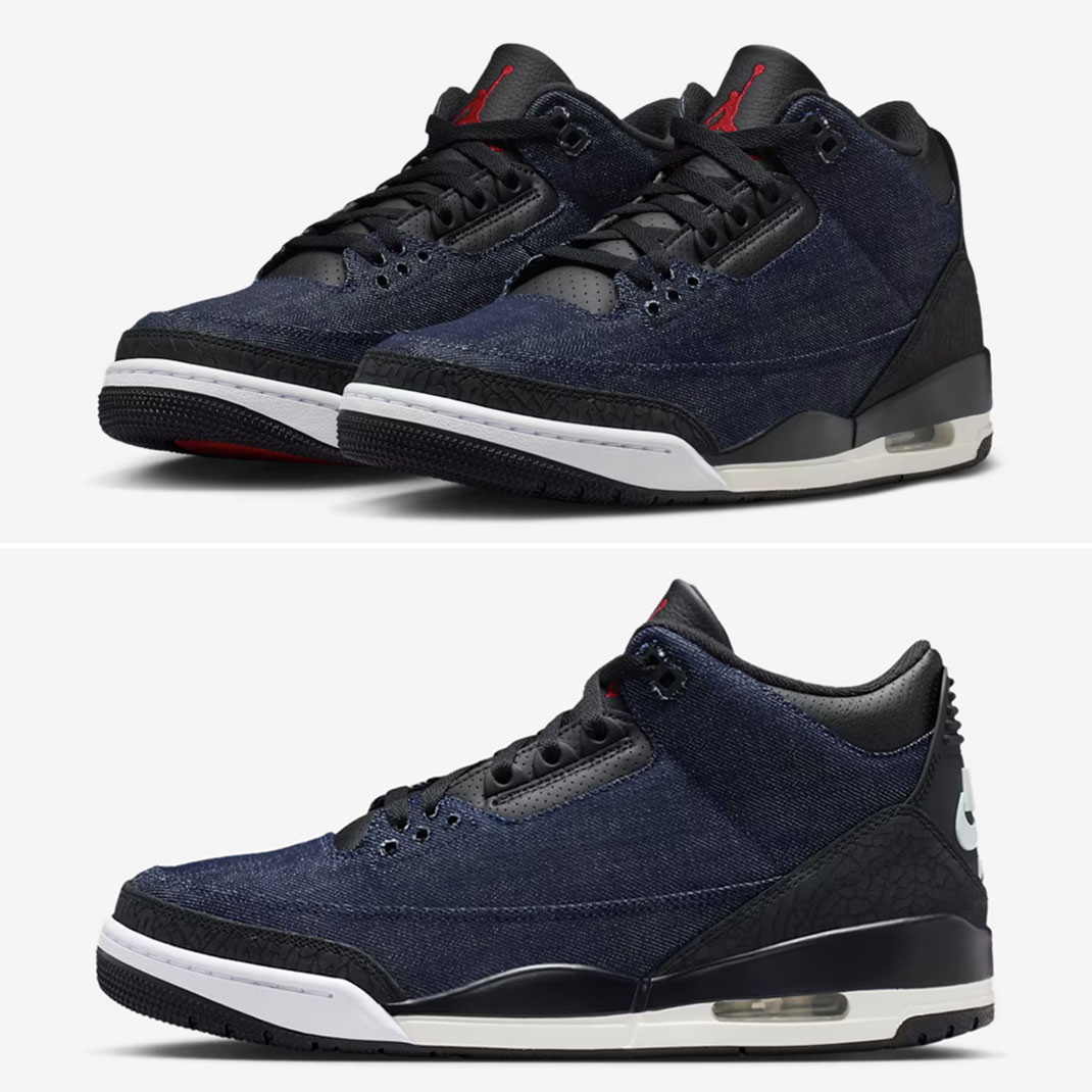 Air Jordan 3 x Levi's Indigo Gym Red Mens Sneakers IH7959-400