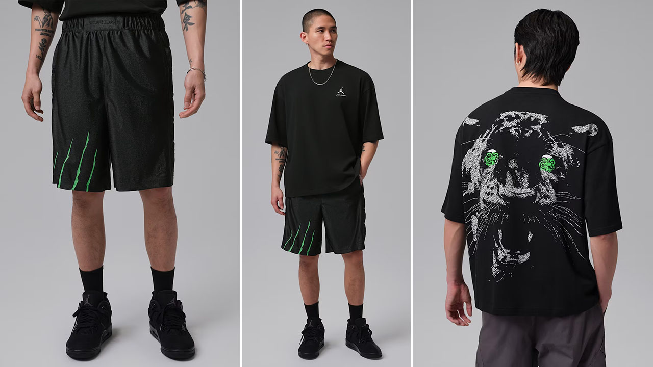 Air Jordan 4 Black Cat 2025 Shirt Shorts Outfit