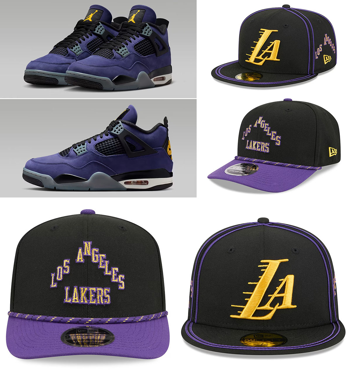 Air Jordan 4 Lakers Lakeshow Hats New Era Caps