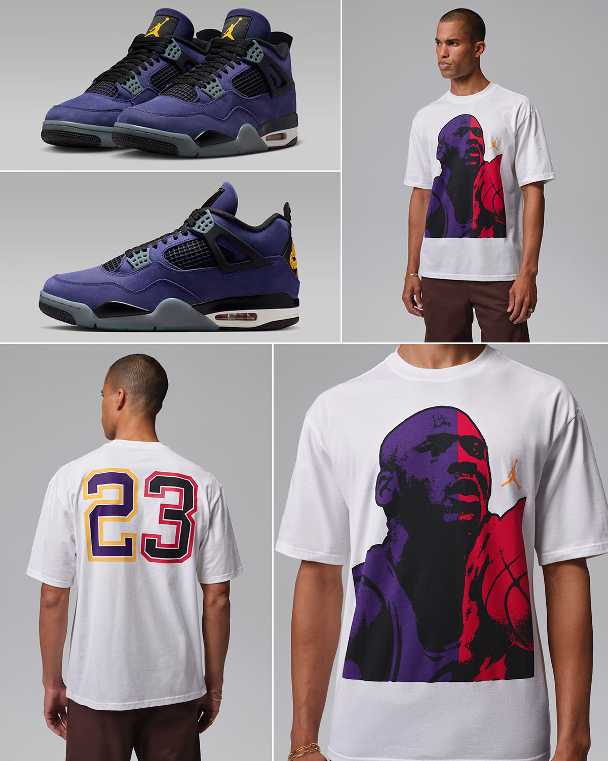 Air Jordan 4 Lakers Lakeshow x LA to Chicago White T Shirt Outfit