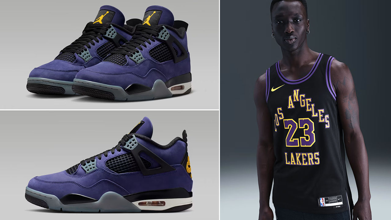 Air Jordan 4 Lakers Lakeshow x LeBron James Los Angeles Lakers City Edition Men's Nike Dri-FIT NBA Swingman Jersey