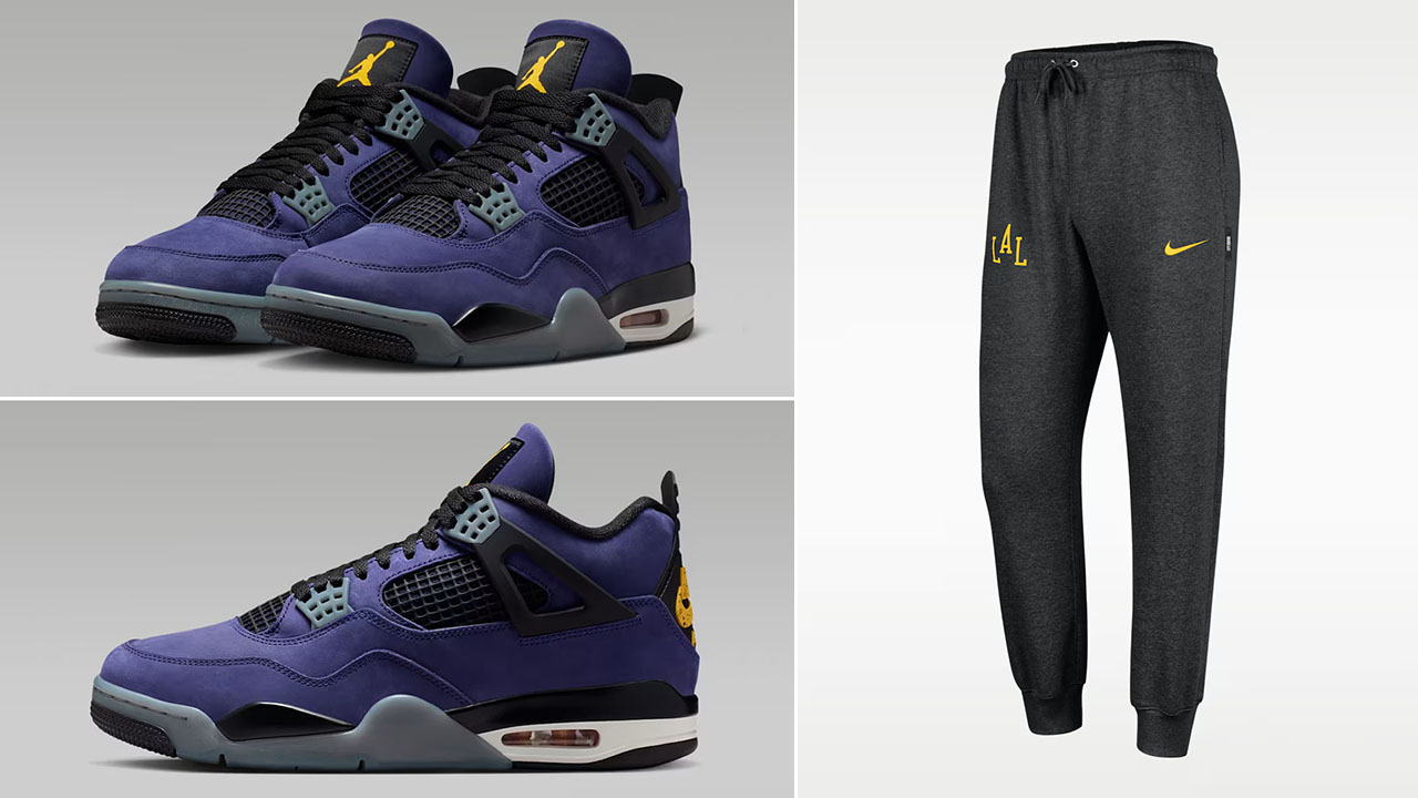 Air Jordan 4 Lakers Lakeshow x Los Angeles Lakers City Edition Men's Nike NBA Club Fleece Joggers