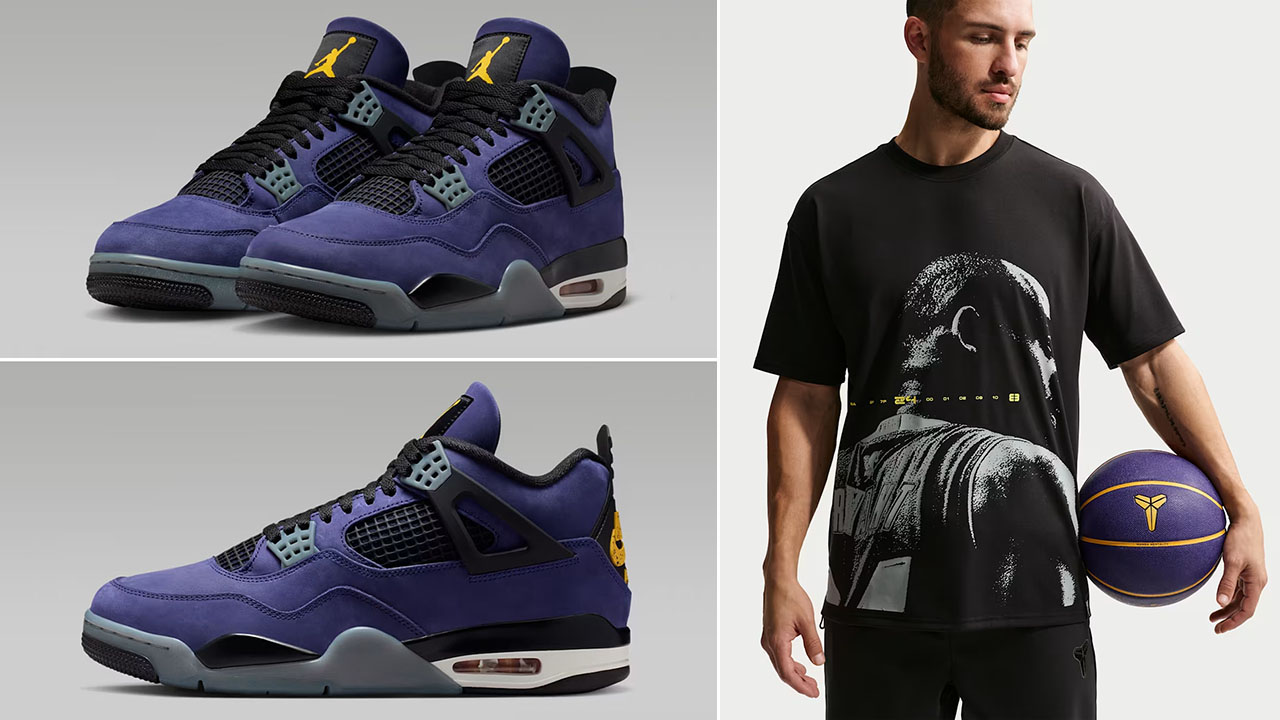 Air Jordan 4 Lakers Lakeshow x Nike Kobe Black Mens T Shirt
