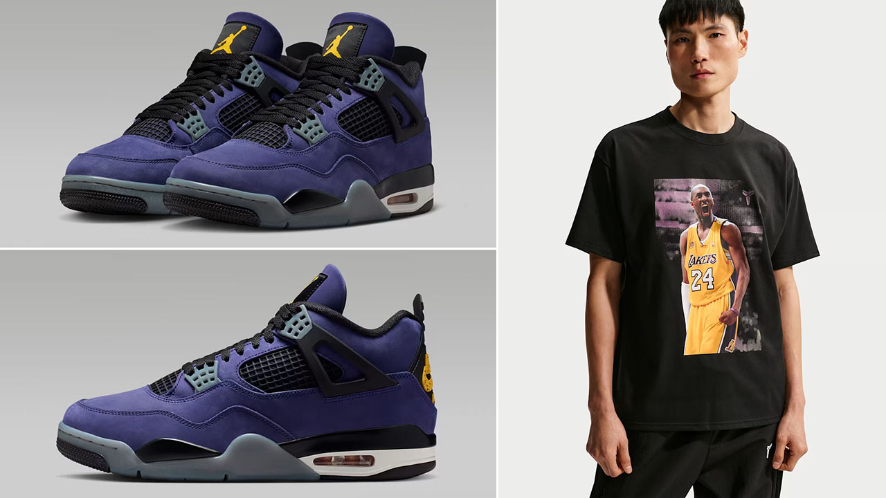 Air Jordan 4 Lakers Lakeshow x Nike Kobe Graphic Mens Black T Shirt