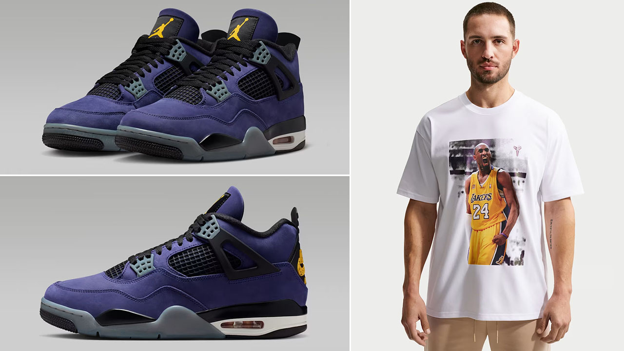 Air Jordan 4 Lakers Lakeshow x Nike Kobe Graphic Mens White T Shirt