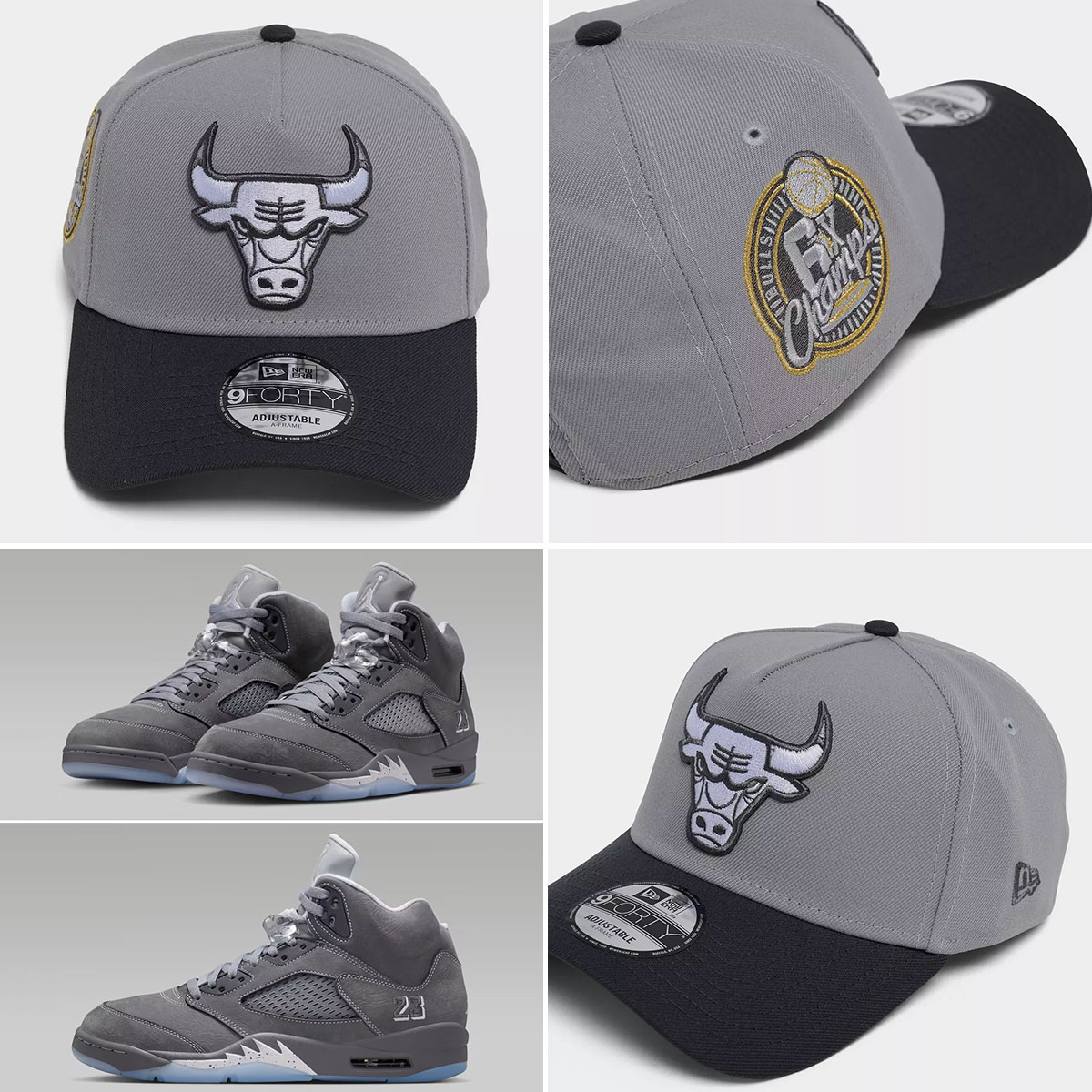 Air Jordan 5 Wolf Grey 2026 New Era Bulls 9ORTY A Frame Snapback Hat
