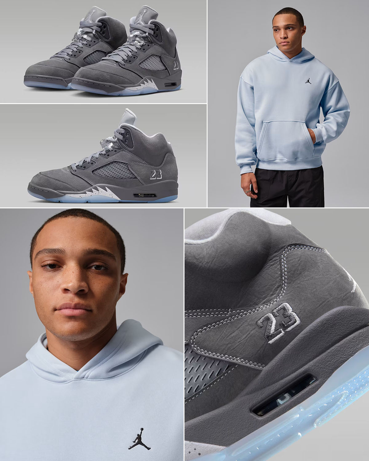 Air Jordan 5 Wolf Grey 2026 x Jordan Brooklyn Fleece Men's Oversized Pullover Hoodie Outfit