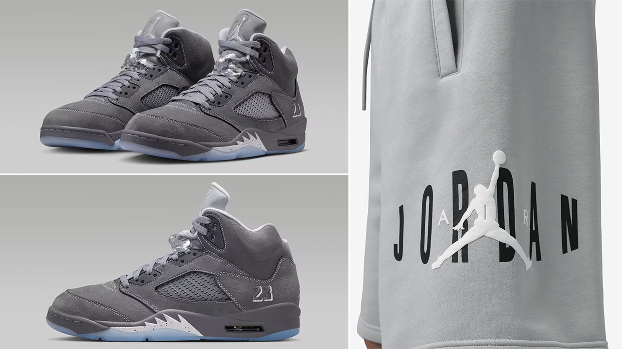 Air Jordan 5 Wolf Grey 2026 x Jordan Brooklyn Stretch Fleece Mens Shorts Wolf Grey