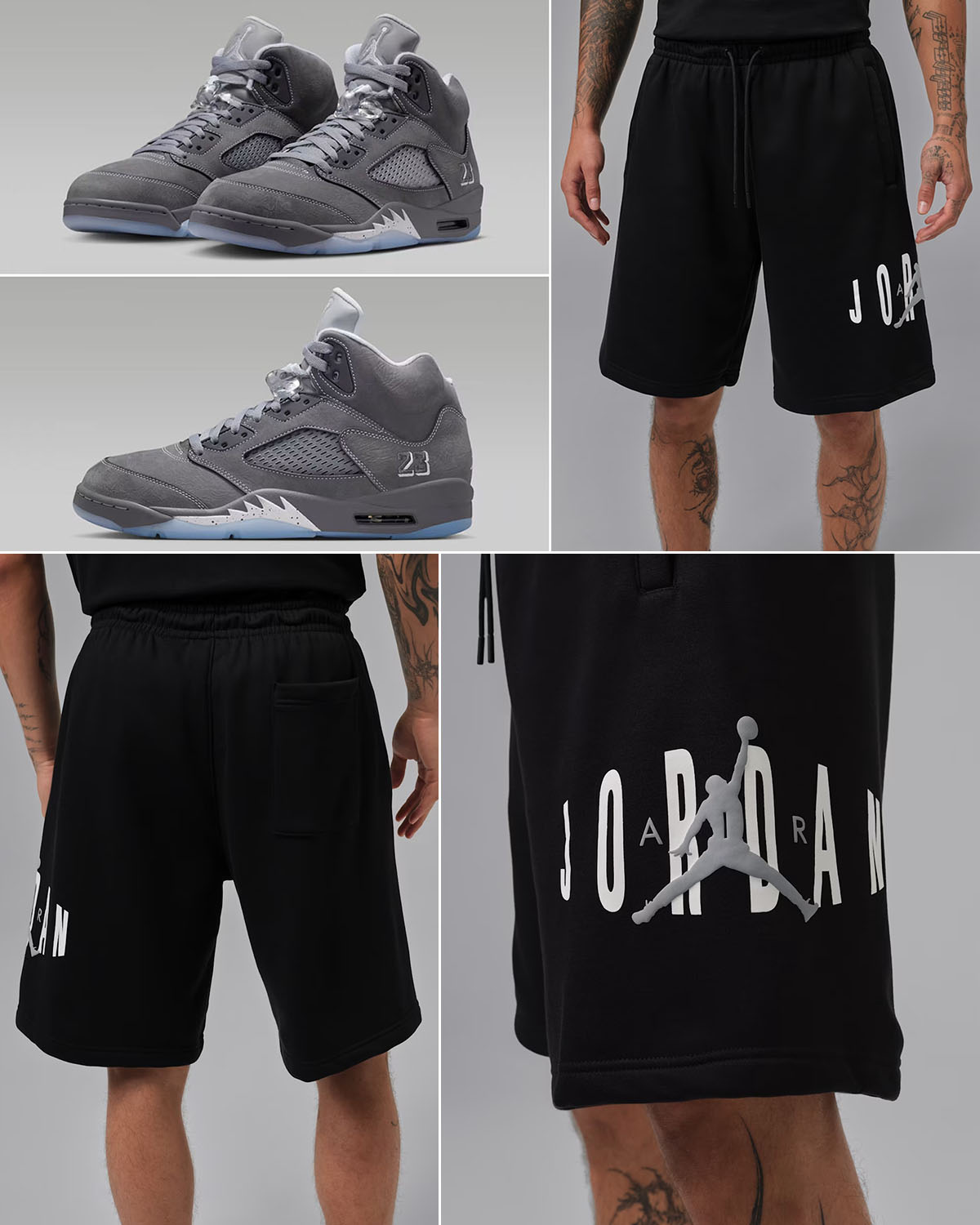 Air Jordan 5 Wolf Grey 2026 x Jordan Brooklyn Stretch Men's Fleece Shorts Outfit