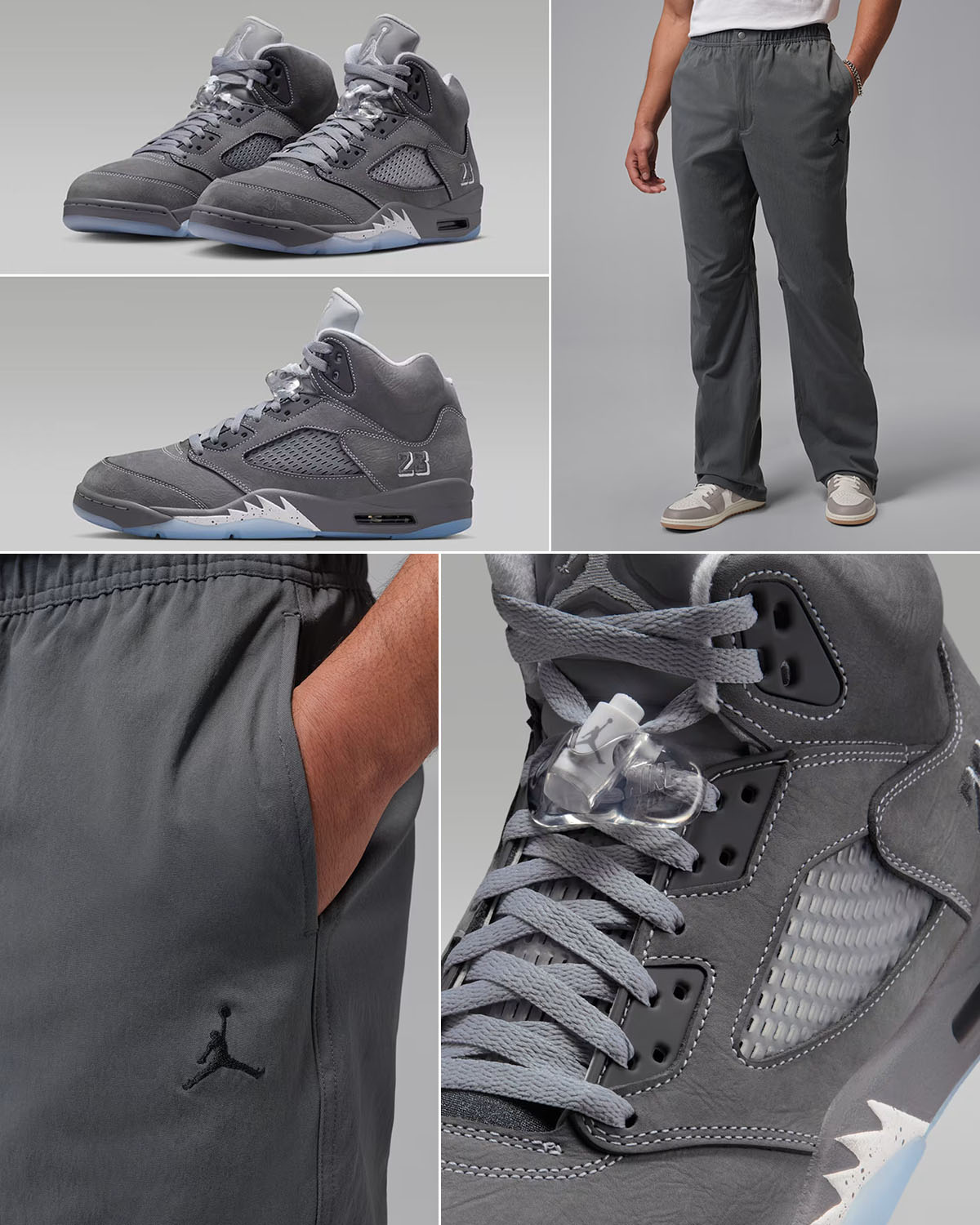 Air Jordan 5 Wolf Grey 2026 x Jordan Flight Essentials Men's Pants Outfits