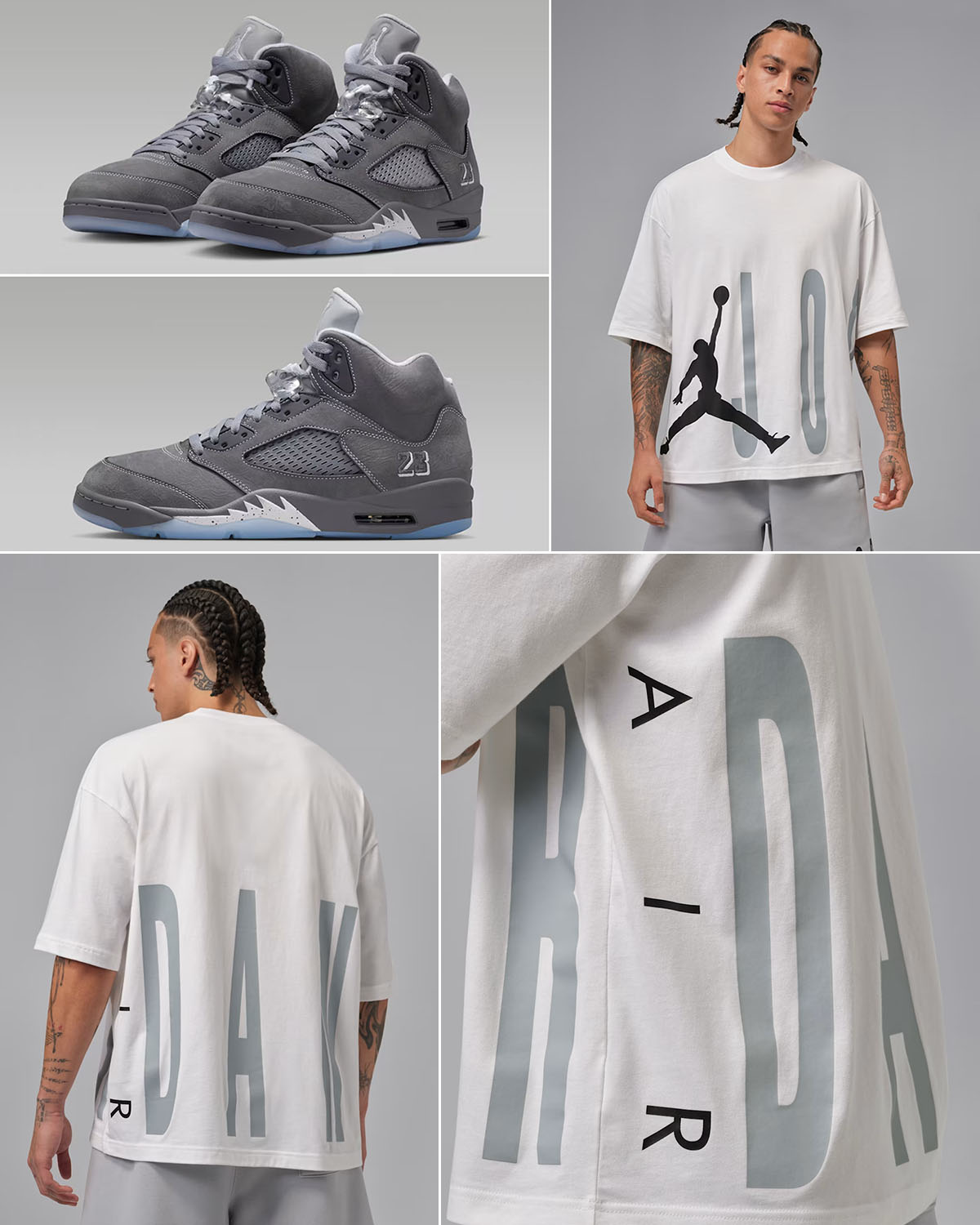 Air Jordan 5 Wolf Grey 2026 x Jordan Men's Oversized Torso Logo T-Shirt Outfit