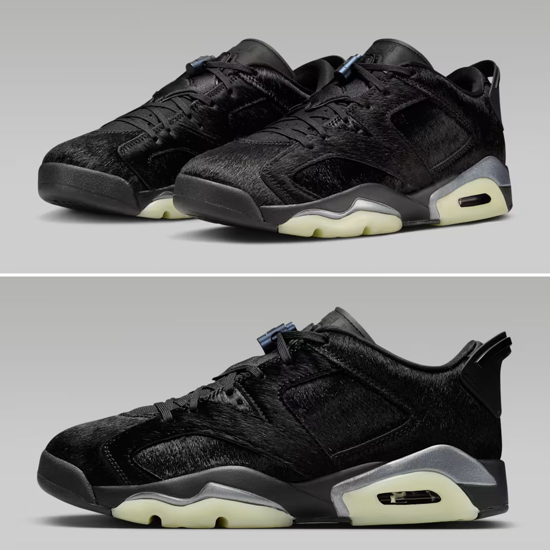 Air Jordan 6 Low Blackout Pony Hair Womens Sneakers IO9786-001
