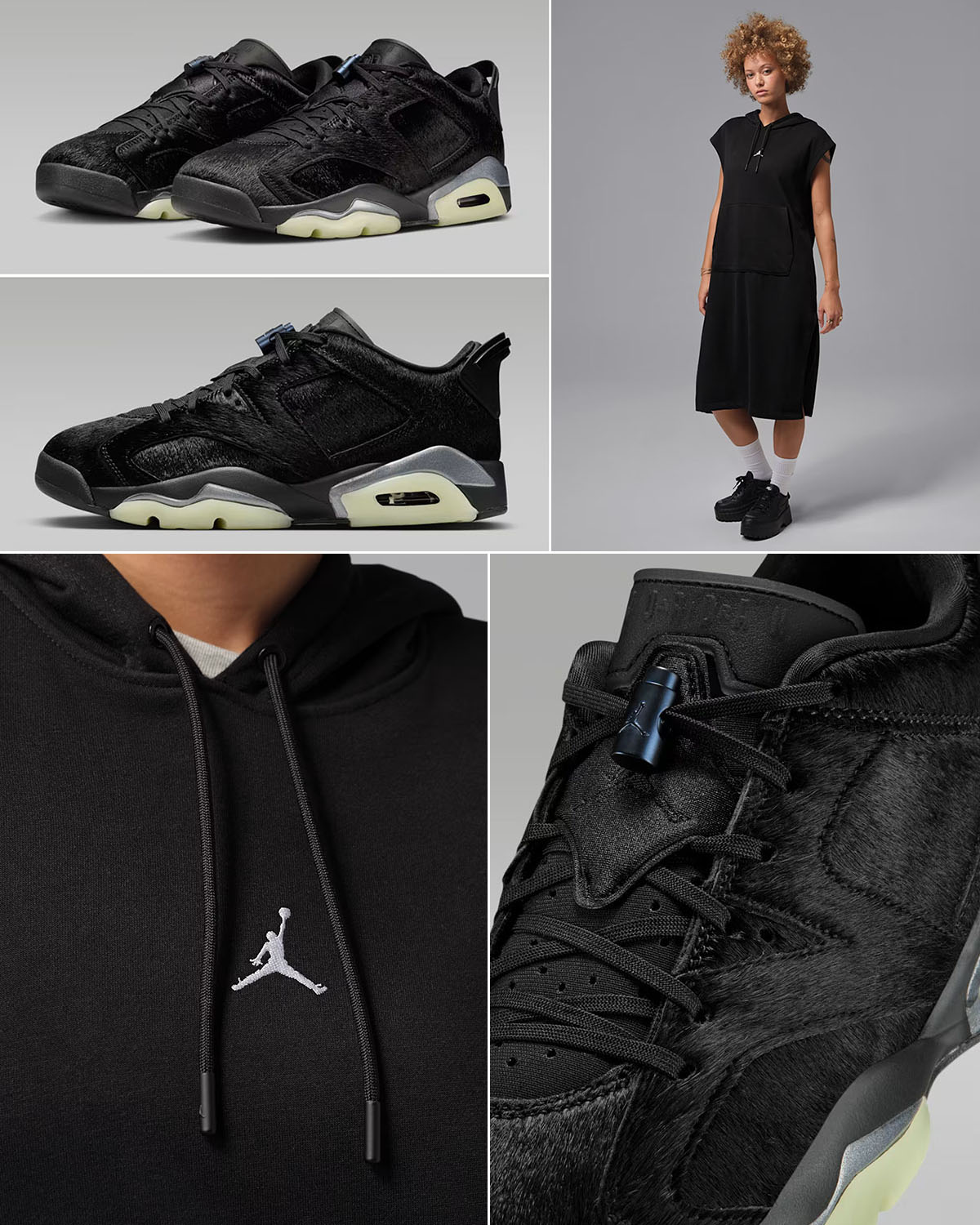 Air Jordan 6 Low Blackout x Jordan Brooklyn Fleece Women's Sleeveless Hooded Dress Outfit