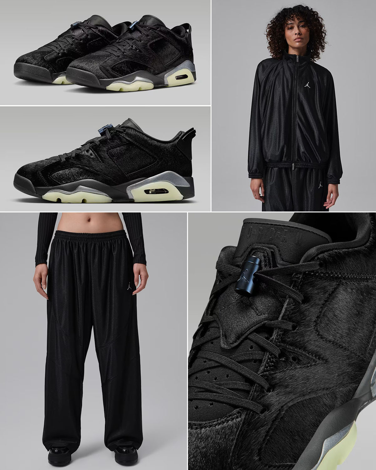 Air Jordan 6 Low Blackout x Jordan Brooklyn Women's DuraSheen Track Jacket and Pants Outfit