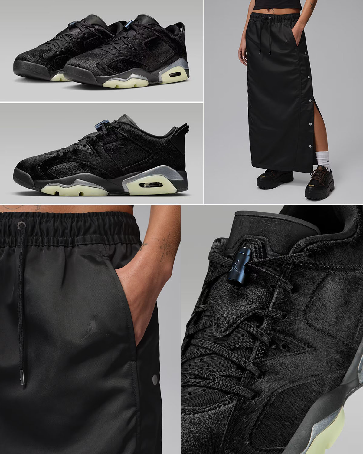 Air Jordan 6 Low Blackout x Jordan Flight Club Women's Skirt Outfit