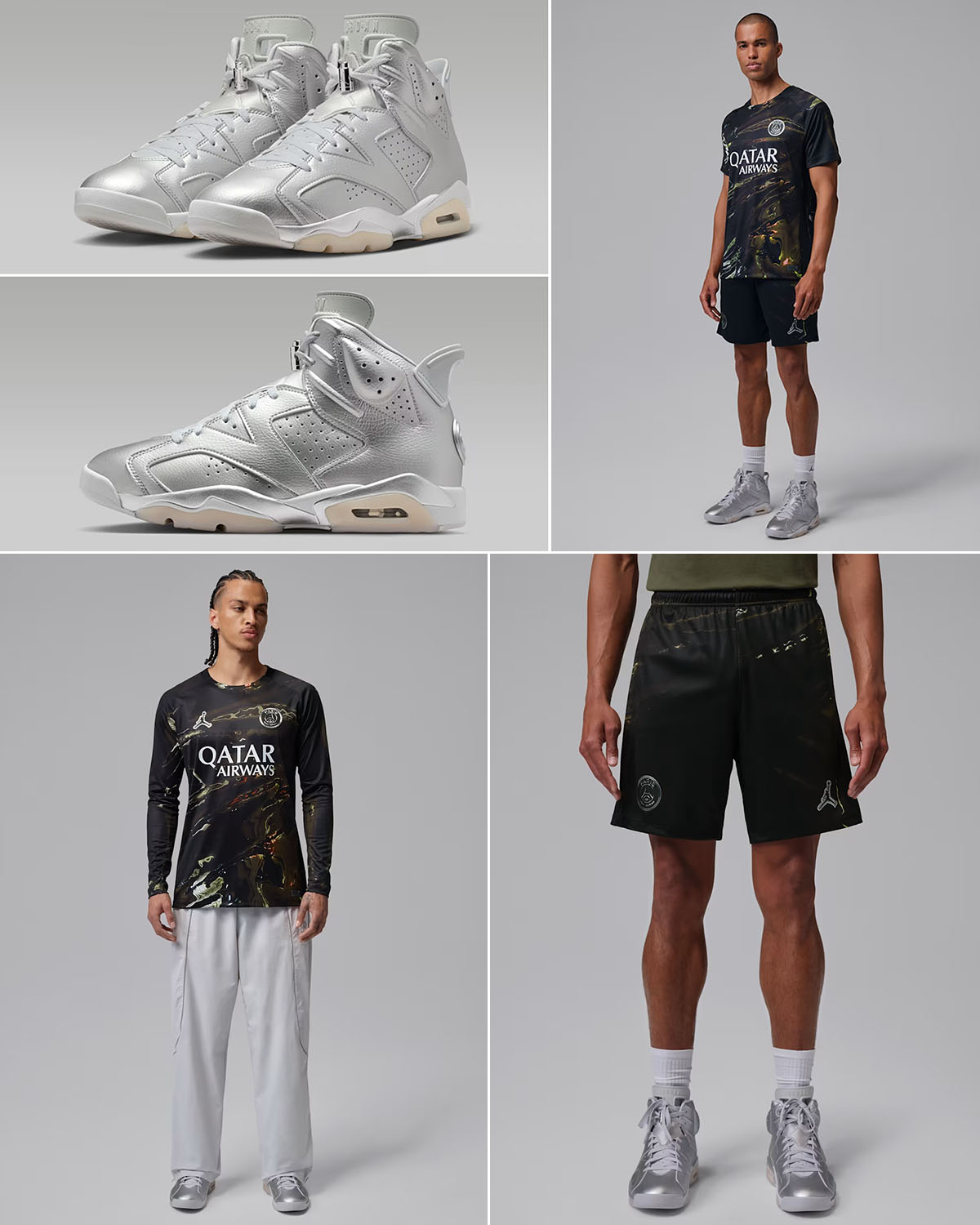Air Jordan 6 Paris Saint Germain Metallic Silver PSG Night Edition Clothing Outfits