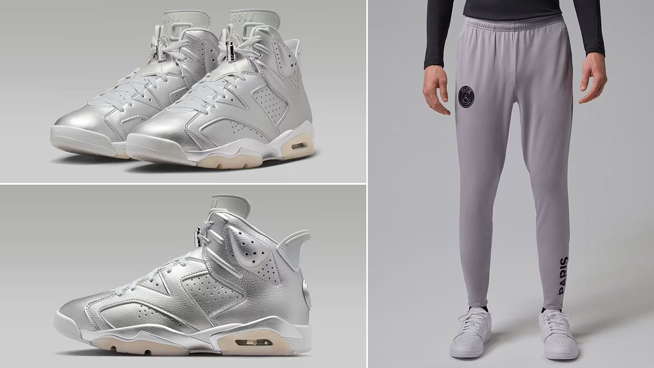 Air Jordan 6 Paris Saint Germain Metallic Silver x Paris Saint-Germain Night Edition Men’s Jordan Soccer Knit Pants