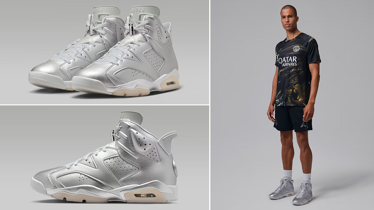 Air Jordan 6 Parsi Saint Germain Metallic Silver Outfits