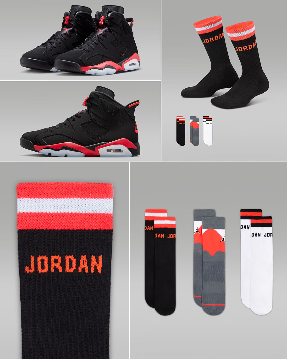 Air Jordan 6 Reverse Infrared Salesman 2026 Retro Crew Socks Black Infrared 23