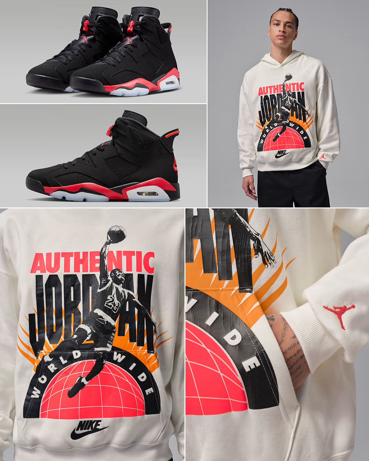 Air Jordan 6 Reverse Infrared Salesman x Jordan Brooklyn Fleece Mens Pullover Hoodie Sail Infrared 23 Outfit