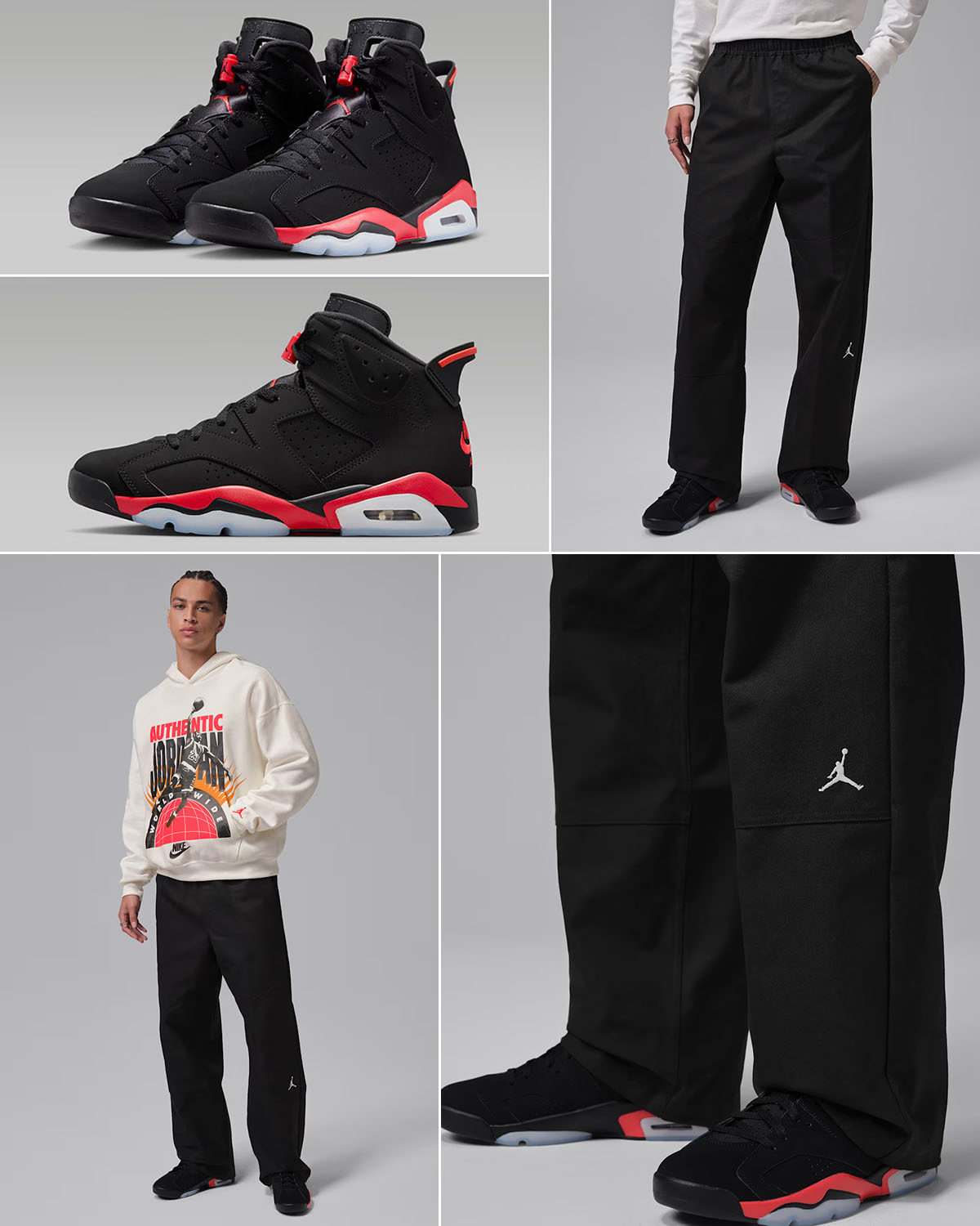 Air Jordan 6 Reverse Infrared Salesman x Jordan Brooklyn Men's Woven Black Pants Outfit