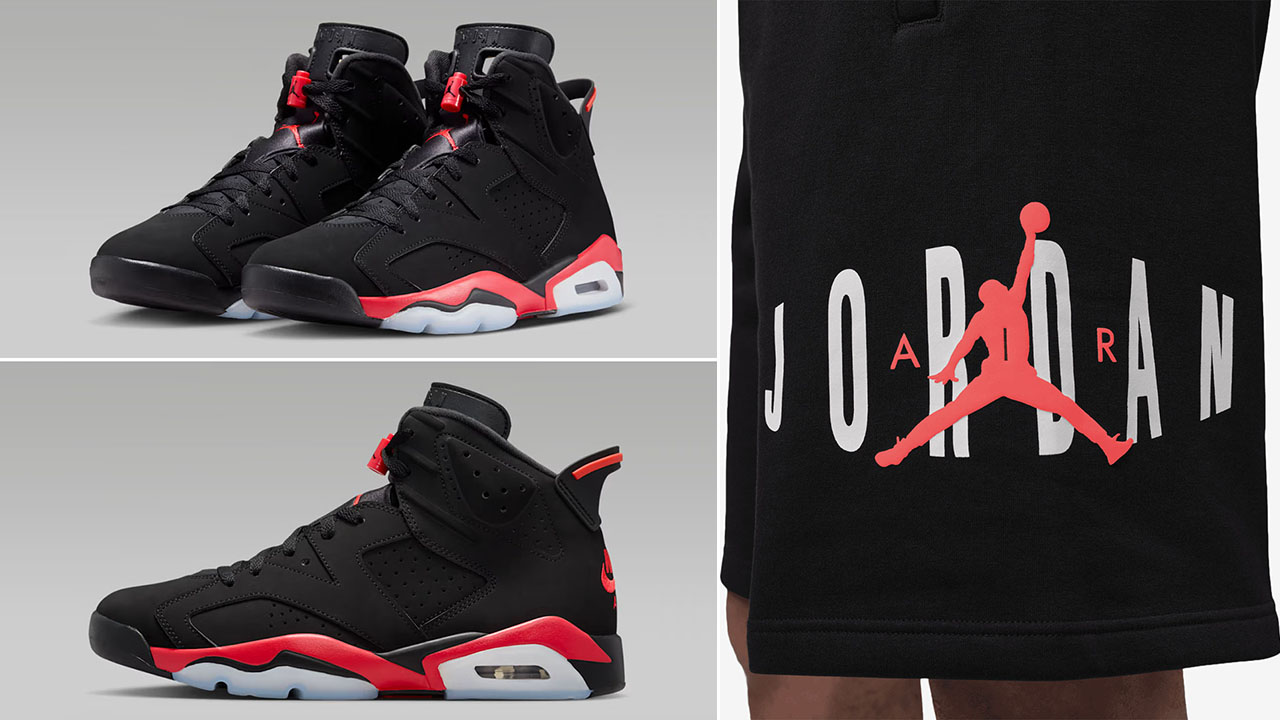 Air Jordan 6 Reverse Infrared Salesman x Jordan Brooklyn Stretch Fleece Shorts