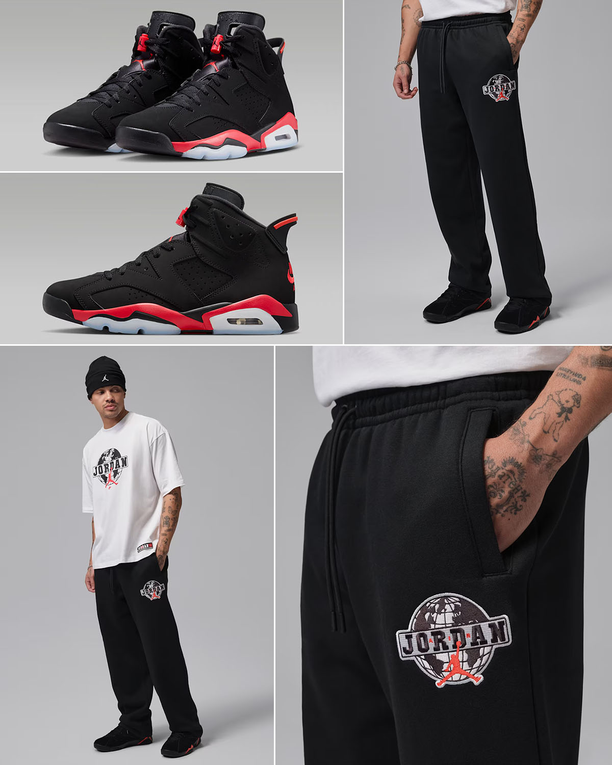 Air Jordan 6 Reverse Infrared Salesman x Jordan Brooklyn Worldwide Men's Open Hem Pants Outfit