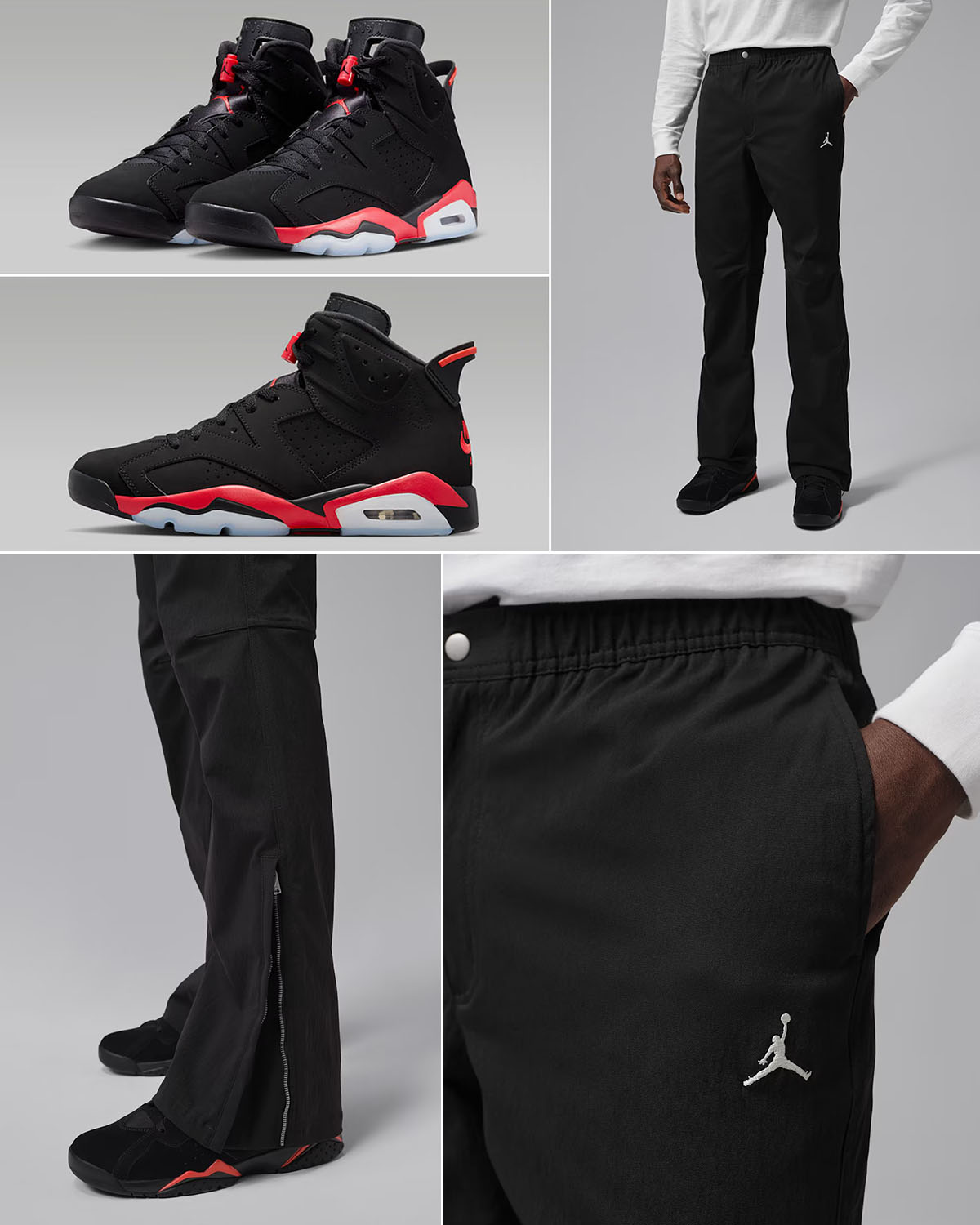 Air Jordan 6 Reverse Infrared Salesman x Jordan Flight Essentials Men's Black Pants Outfit