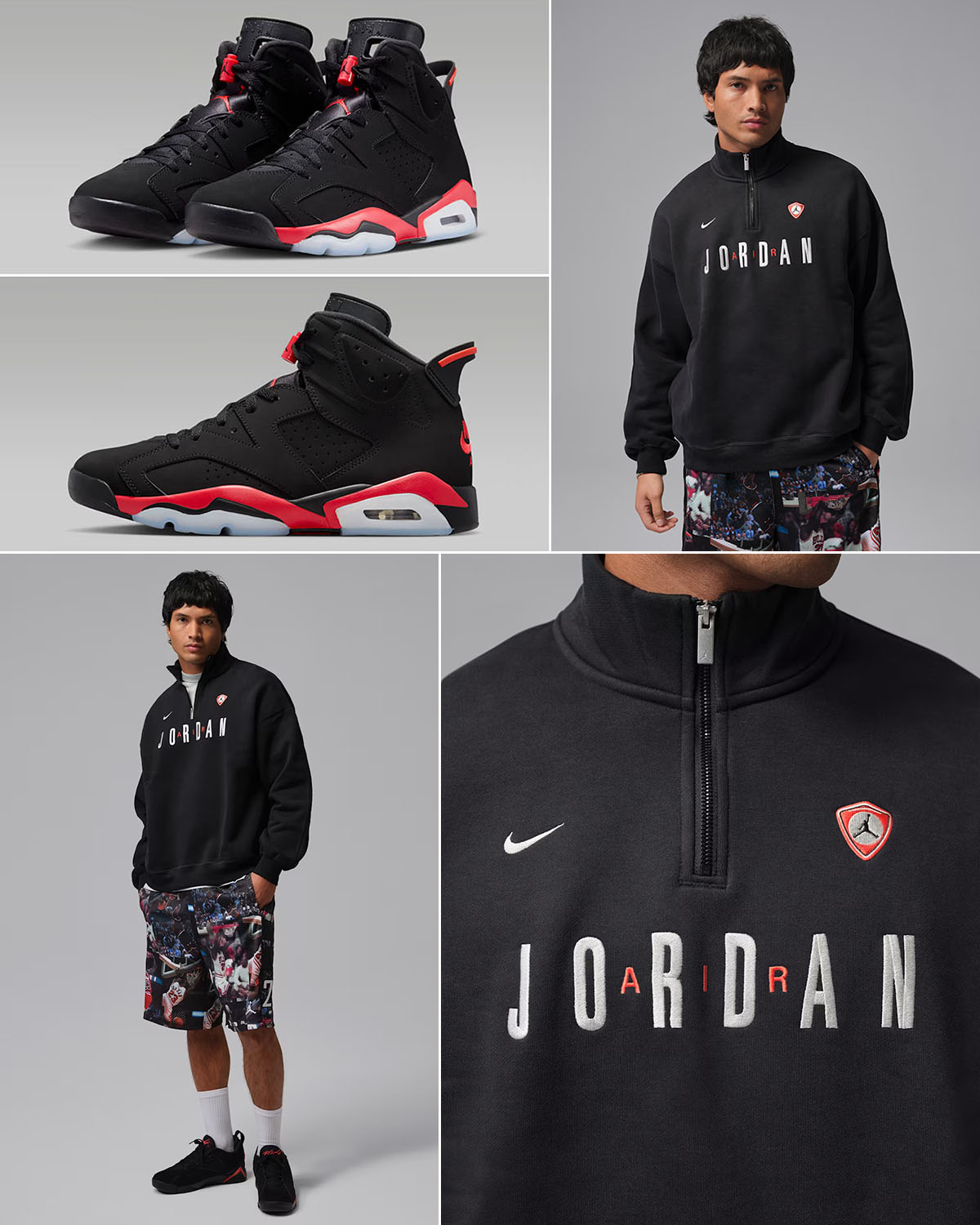 Air Jordan 6 Reverse Infrared Salesman x Jordan Flight Men's Graphic Fleece 1:4-Zip Top Outfit