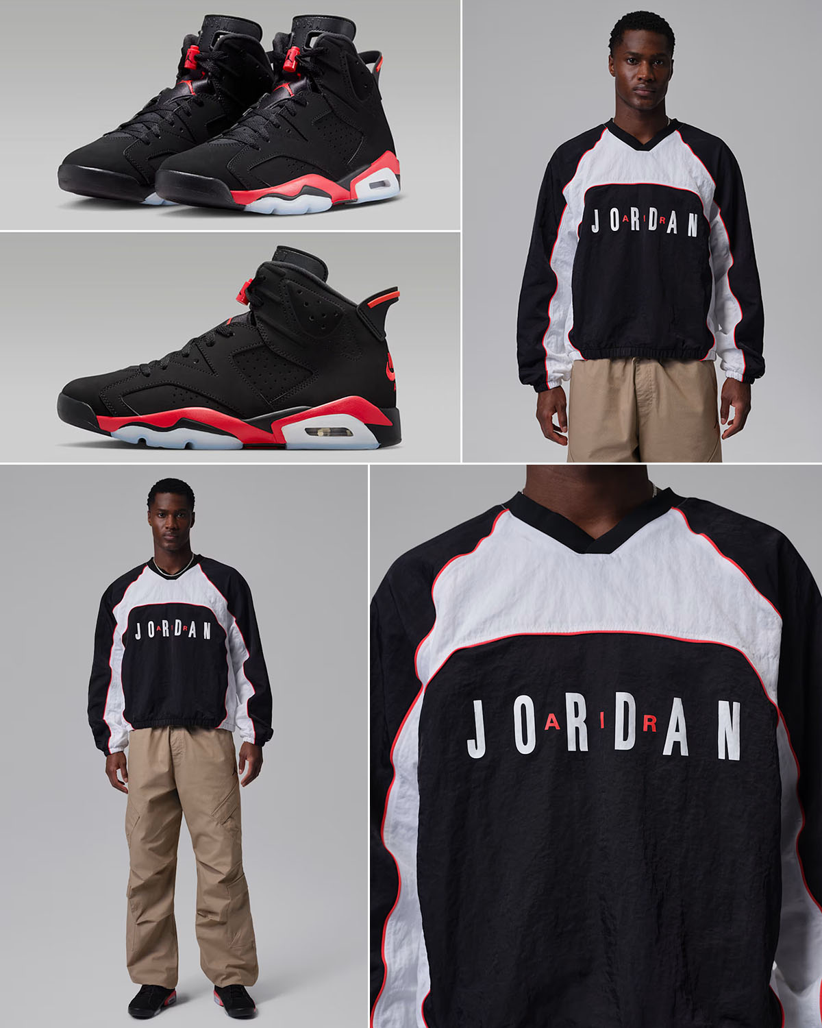Air Jordan 6 Reverse Infrared Salesman x Jordan Flight Men's Long-Sleeve Warm-Up Top Outfit